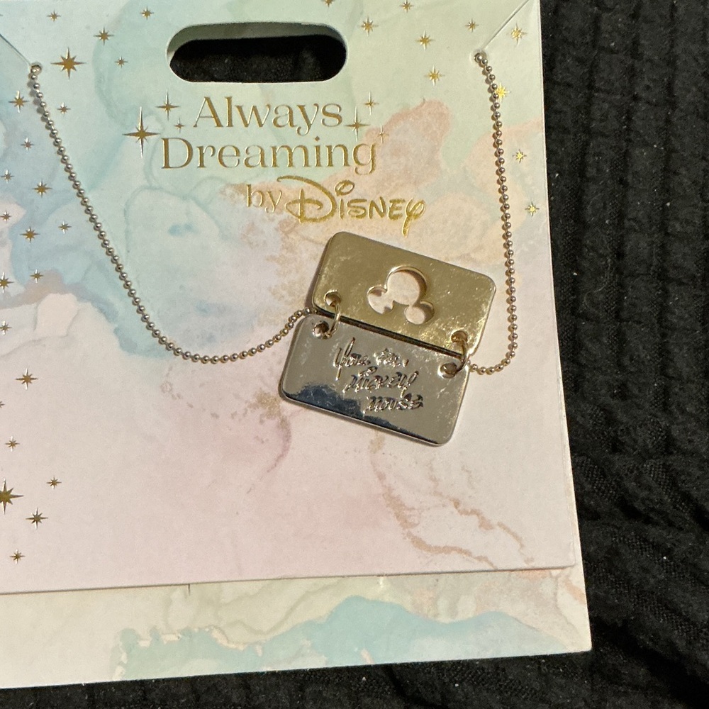 Disney Parks “Always Dreaming” necklace features a rectangle pendant BNWT - Picture 2 of 3